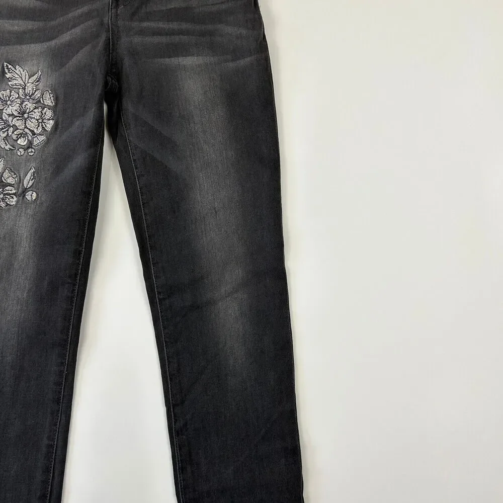 Kut From The Kloth Mia High‎ Rise Skinny Jeans Size 00 NWT Black Embroidered